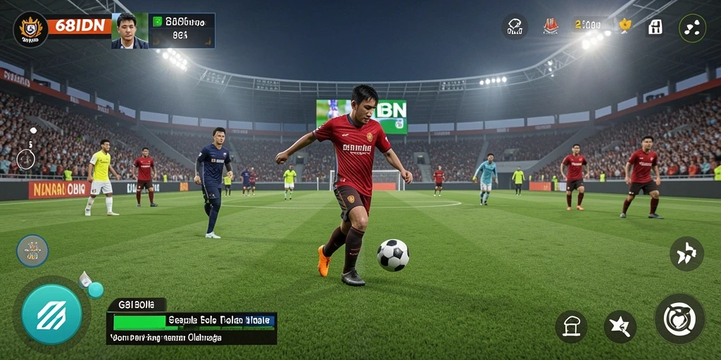 Screenshot utama 68IDN menampilkan aksi pertandingan sepak bola yang mendebarkan.