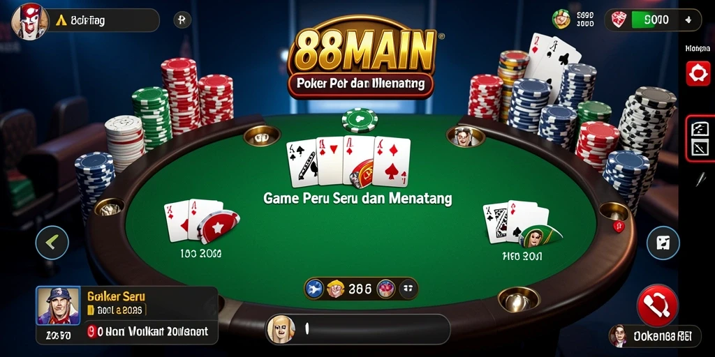 Tampilan gameplay poker yang seru dan menantang di 88MAIN.