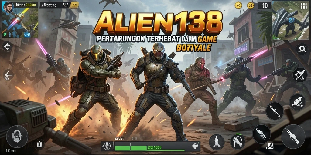 Gameplay seru ALIEN138 dengan aksi Battle Royale mendebarkan.