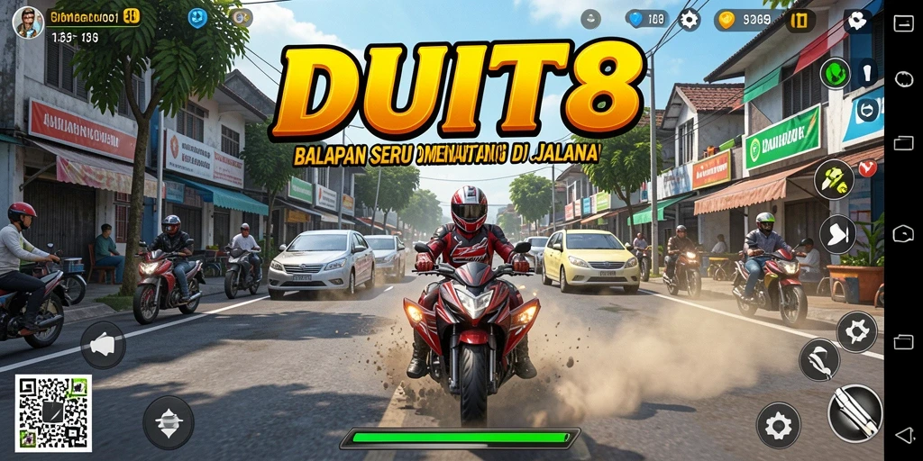 Gameplay balapan seru di dalam permainan DUIT8 yang menantang.