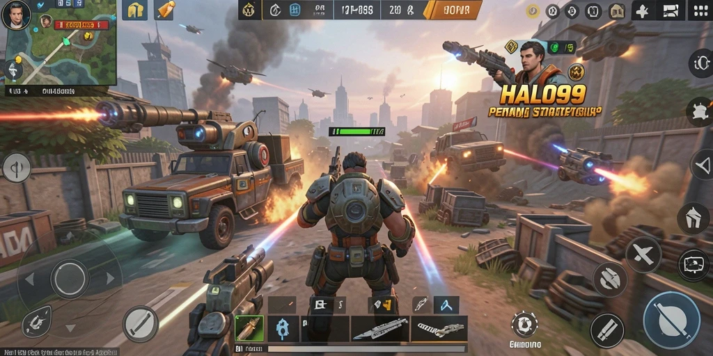 Tampilan gameplay mendebarkan di HALO99 dengan aksi yang cepat.