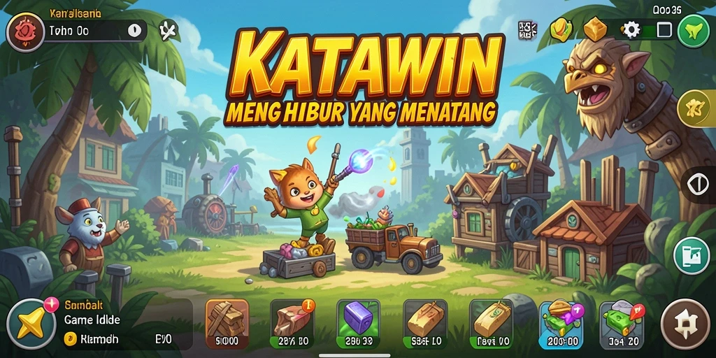 Tangkapan layar KATAWIN menampilkan gameplay seru dengan elemen Idle yang menarik.
