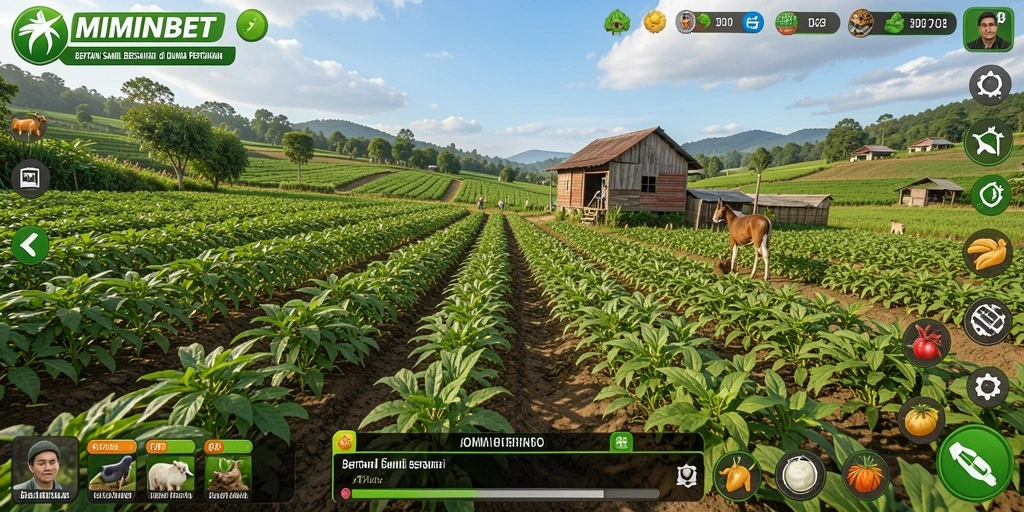 Gameplay seru dari MIMINBET dengan aktivitas bertani.