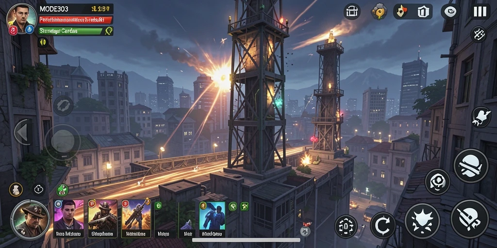 Tampilan menarik dari gameplay Tower Defense di MODE303.
