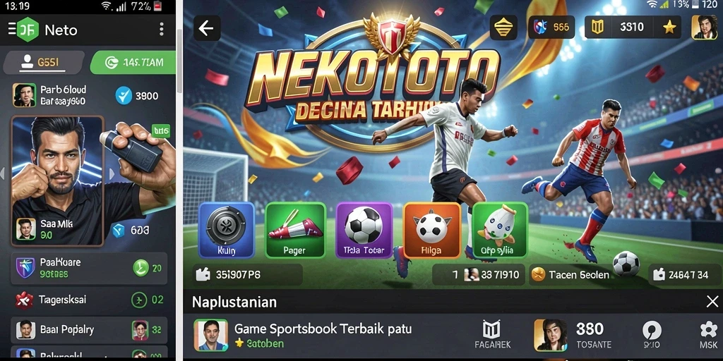 Tampilan utama NEKOTOTO menampilkan berbagai pilihan taruhan olahraga.