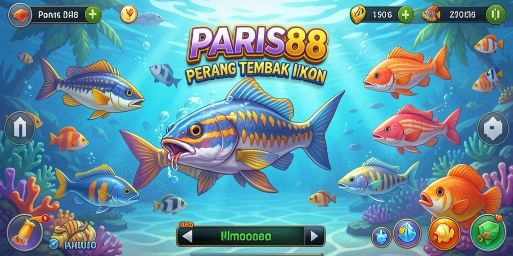 Tangkapan layar gameplay PARIS88 yang menampilkan aksi tembak ikan yang mendebarkan.