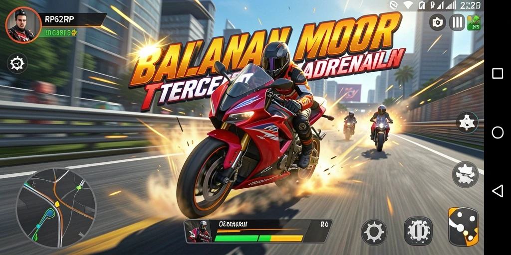 Tampilan gameplay seru dari balapan motor RP62RP.