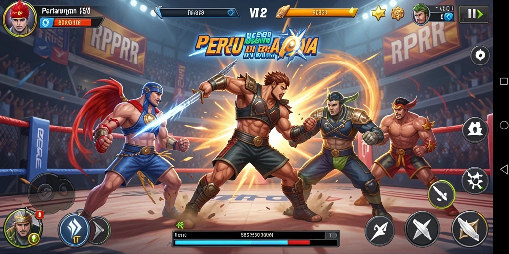 Tampilan gameplay RPRR yang seru dan memukau di arena pertarungan.
