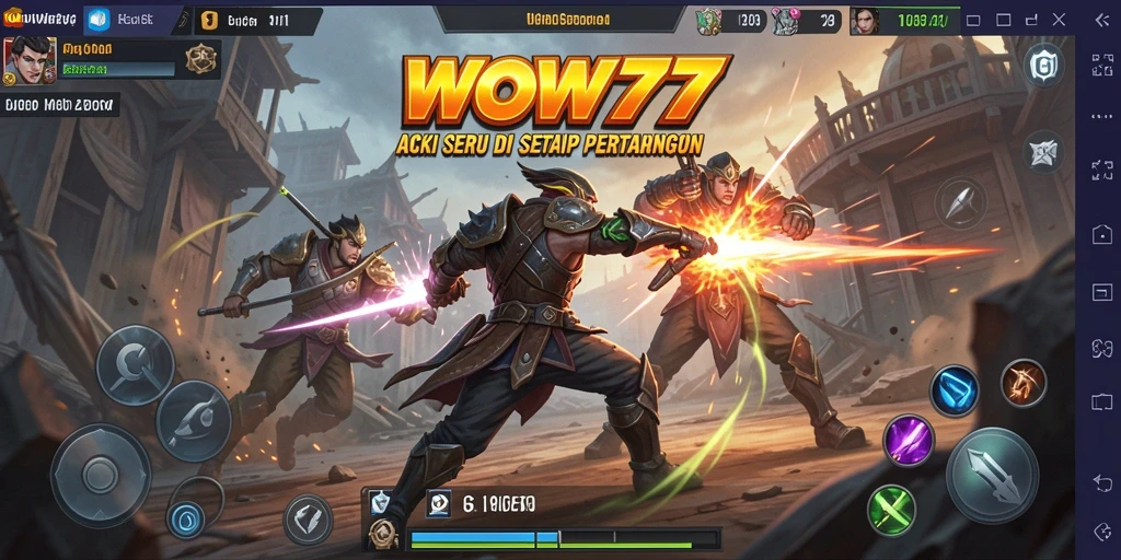 Screenshot WOW77 menampilkan aksi pertarungan yang mendebarkan dan intens.